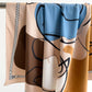 Abstract Art Satin Square Scarf with Braided Border Trim 35.5x35.5in