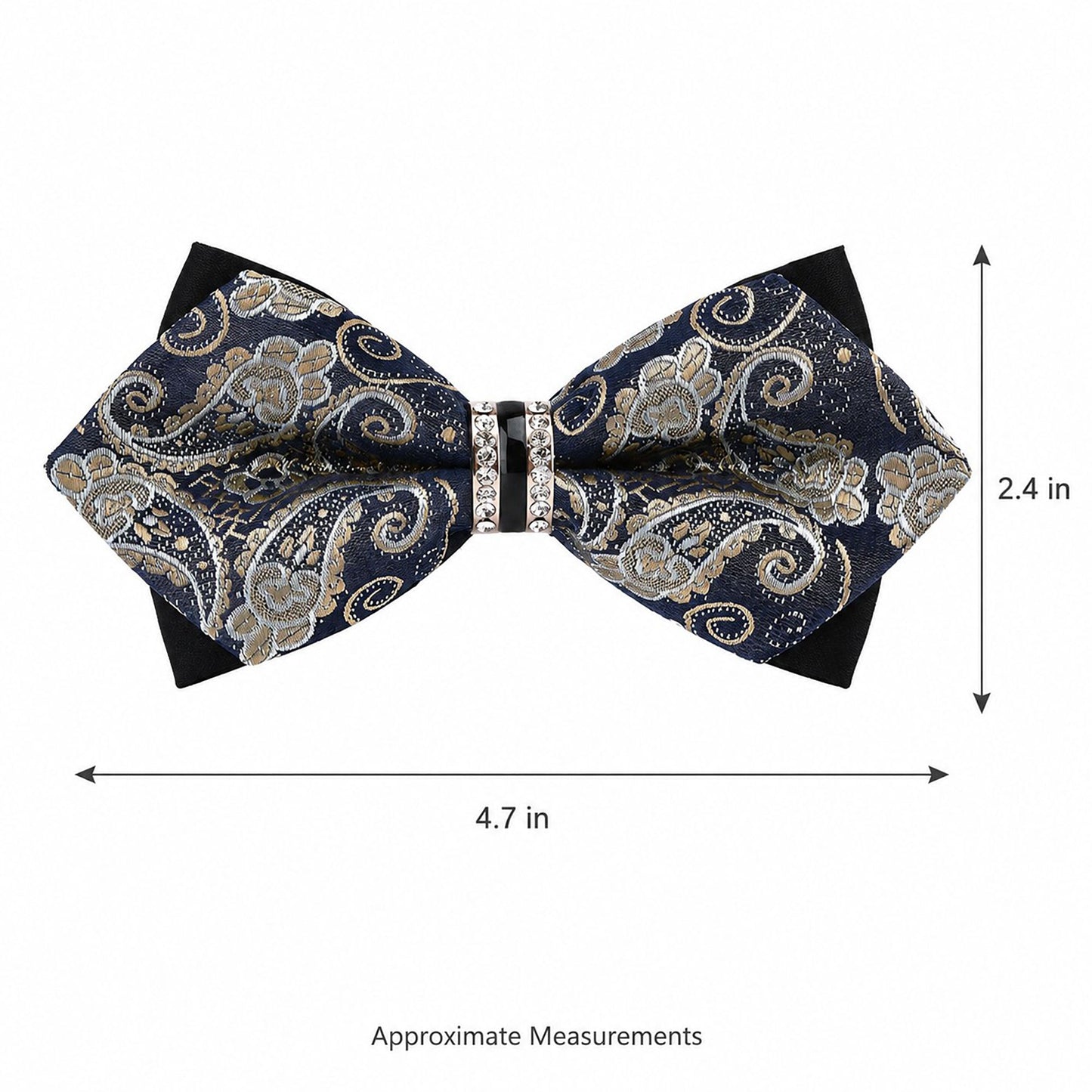 Pre Tied Paisley Bow Tie with Rhinestone Accent for Formal Wear