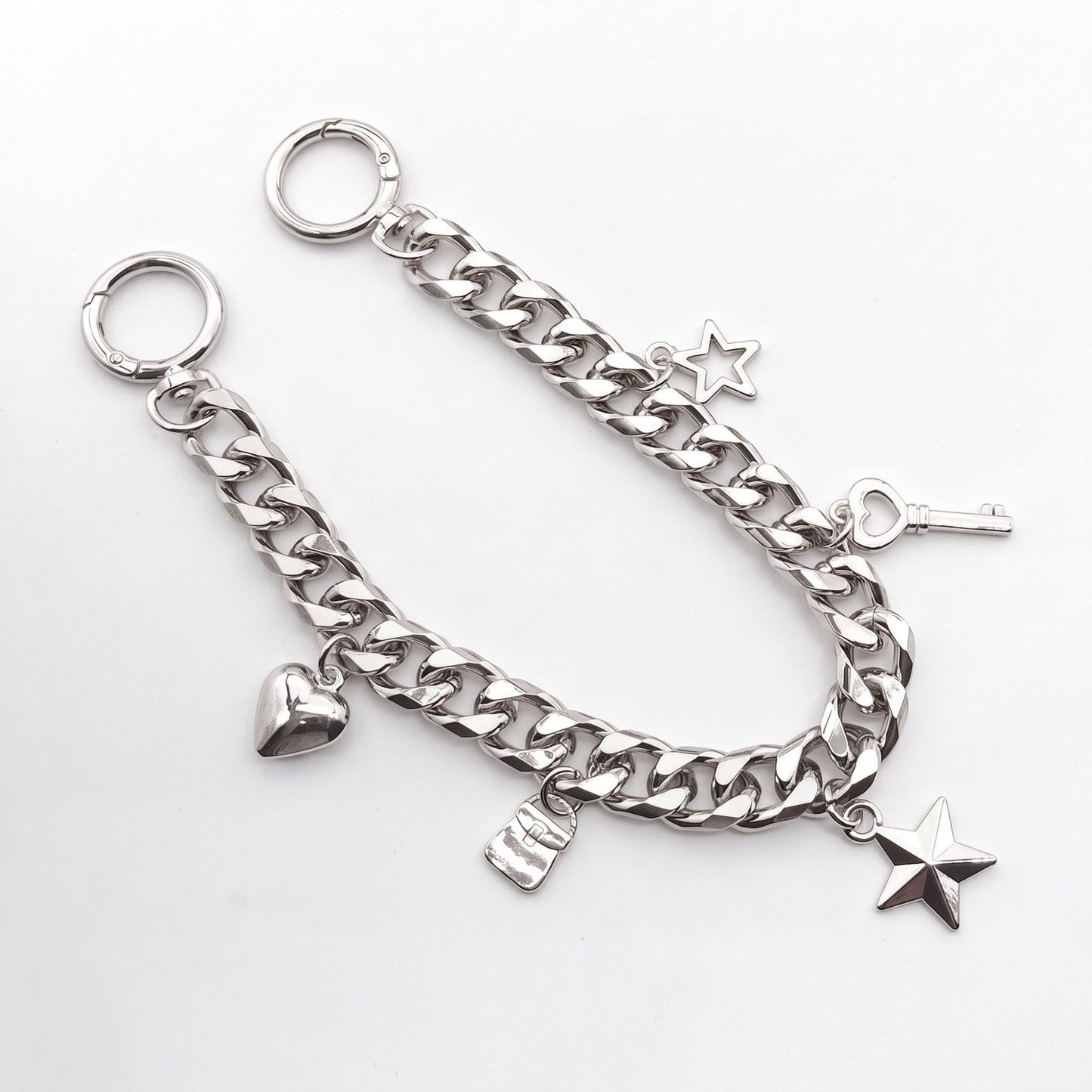 Decorative Chain Bag Strap with Charms and Ring Clasps