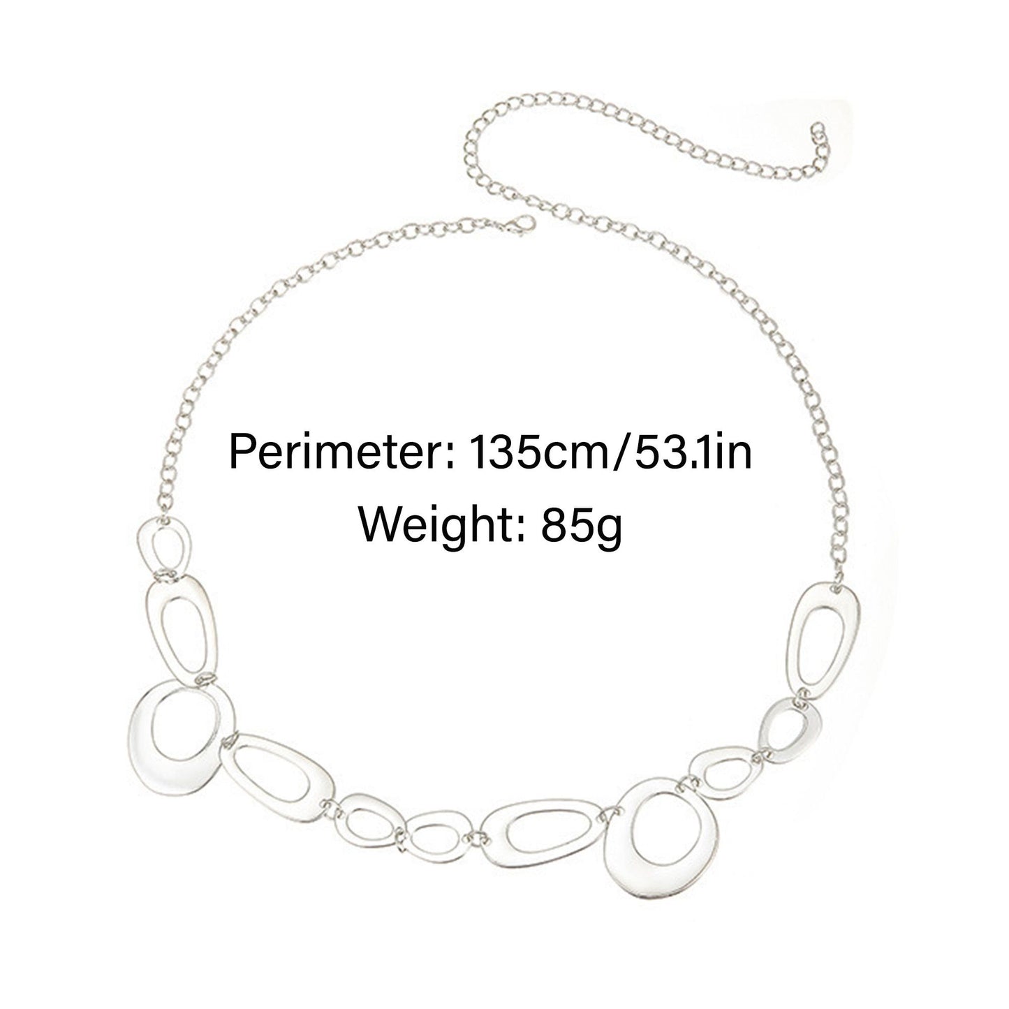 Oval Link Metal Waist Chain Adjustable Body Belt Layered Statement Waist Jewelry