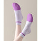 4 Pairs Women's Seamless Cotton Ankle Socks Breathable Stretch Ribbed Cuff in Assorted Color Block Design