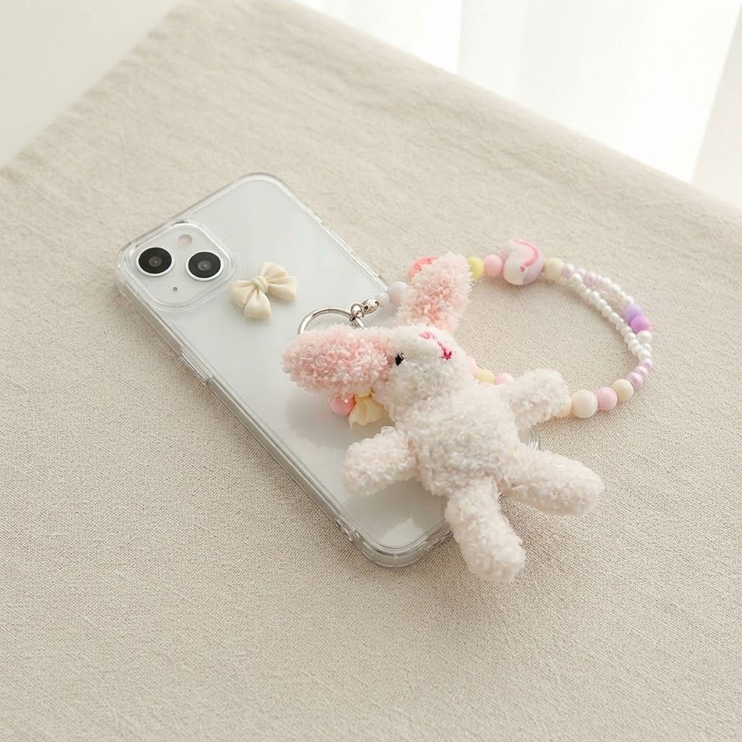 Cute Cartoon Animal Beaded Keychain Plush Toy Bag Charm Set