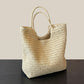 Woven Straw Tote Bag with Shoulder Straps Lightweight Crochet Knit Everyday Carry Tote Bag