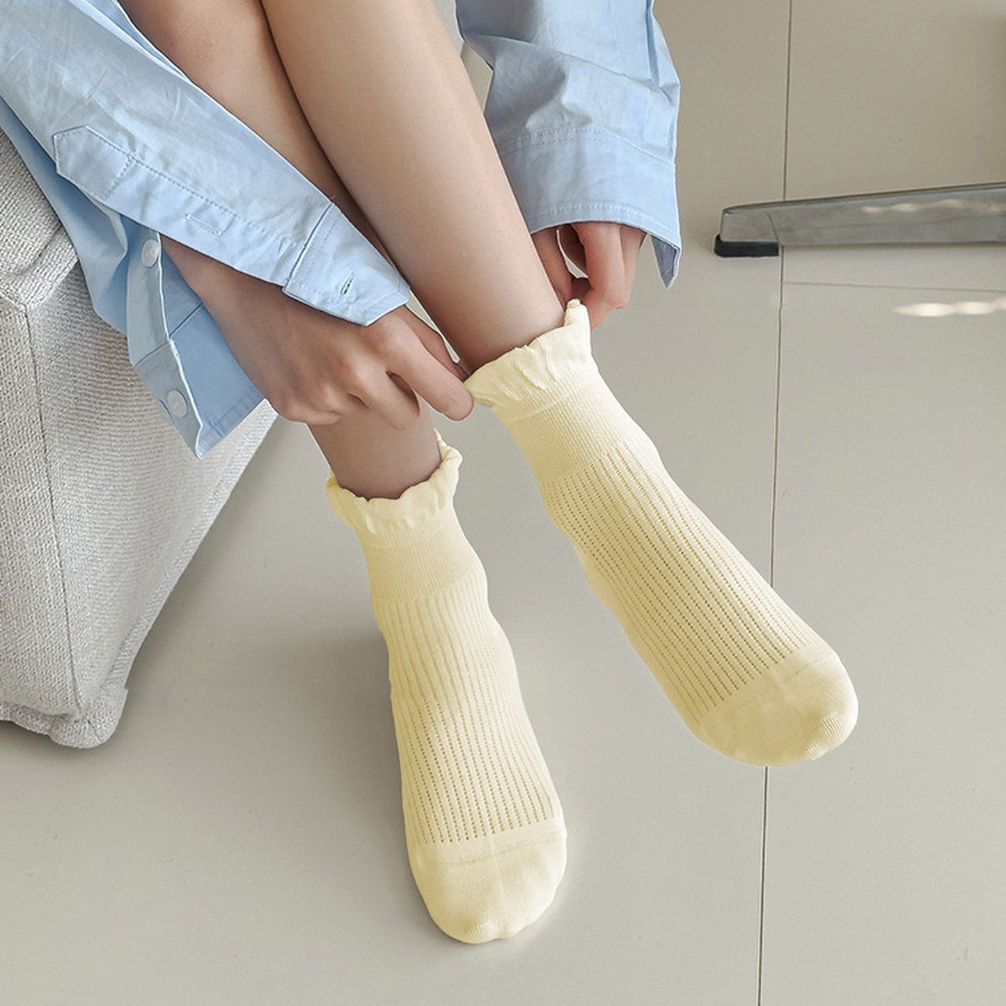 Adorable Ruffle - Cuff Ankle Socks 6Pk