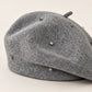 Rhinestone Studded Knit Wool Beret