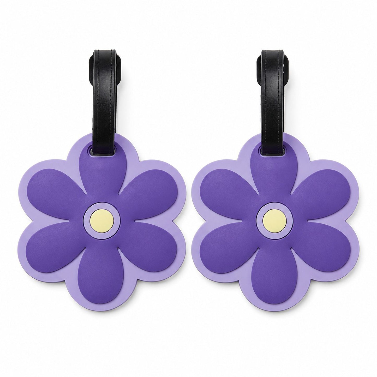 2 Pack Flower Shaped Luggage Tags with Attachment Straps