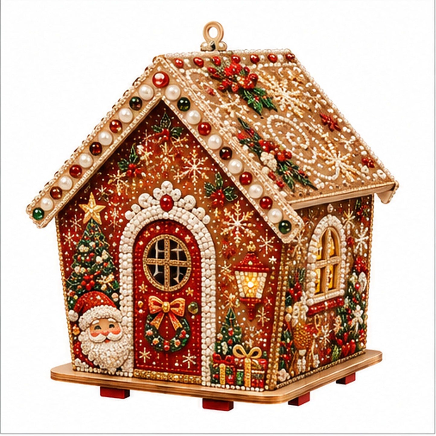 DIY Pearl Art Christmas Birdhouse Craft Kit with 3D Holiday Design