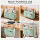 Hanging Bedside Storage Caddy Bunny Print Organizer with Hooks and Multiple Pockets