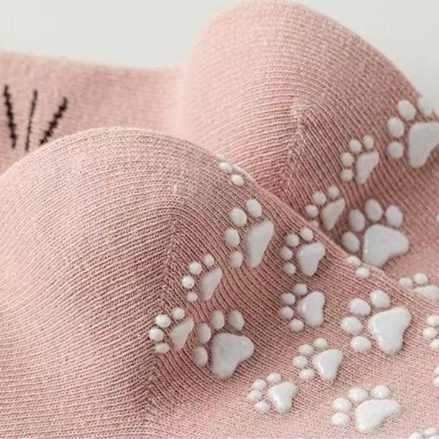 Cat Face Grip Socks with Paw Print Anti-Slip Sole Soft Knit Ankle Socks for Home or Yoga 3-Pack