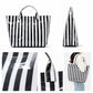Striped Tote Bag Glossy Coated Large Capacity Shoulder Bag for Travel and Beach