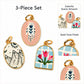 3pc Scenic Artwork Keychain Bag Charm Set with Gold Tone Trim for Bags and Keys