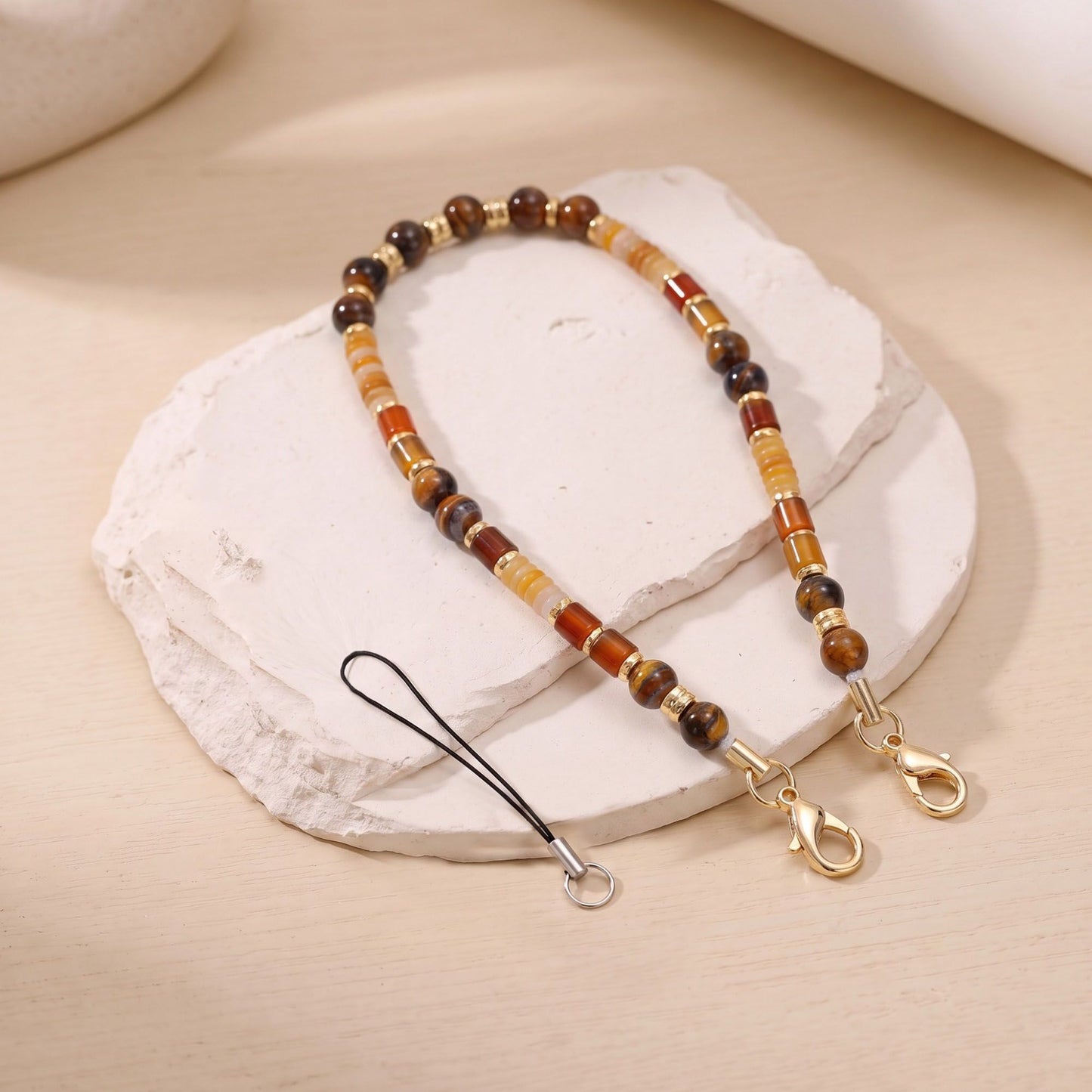 Beaded Phone Wrist Strap with Removable Clasps