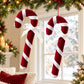 2ct Christmas Candy Cane Hanging Decorations with Bows Red Green and White