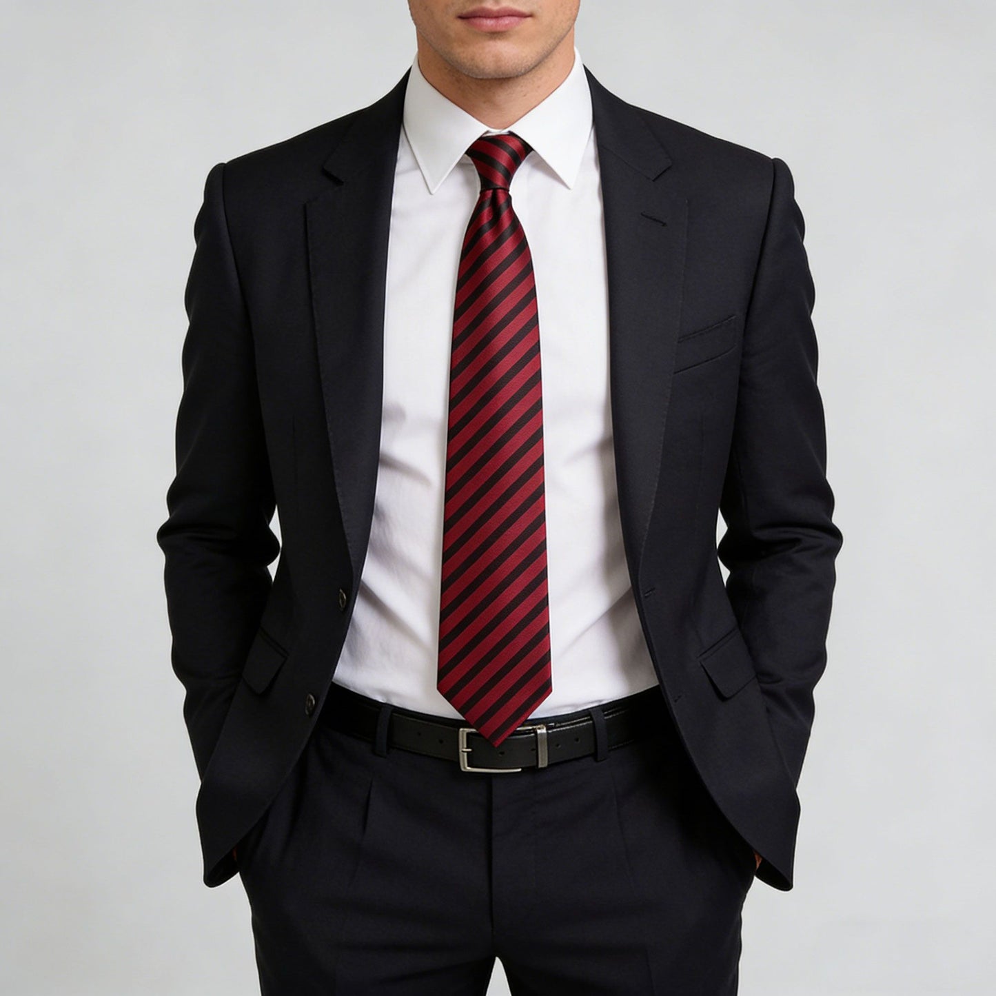 Men's Diagonal Stripe Polyester Tie - Formal Necktie for Business, Weddings & Stylish Daily Wear