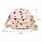 Strawberry Print Corduroy Crossbody Bag with Front Pocket and Adjustable Strap