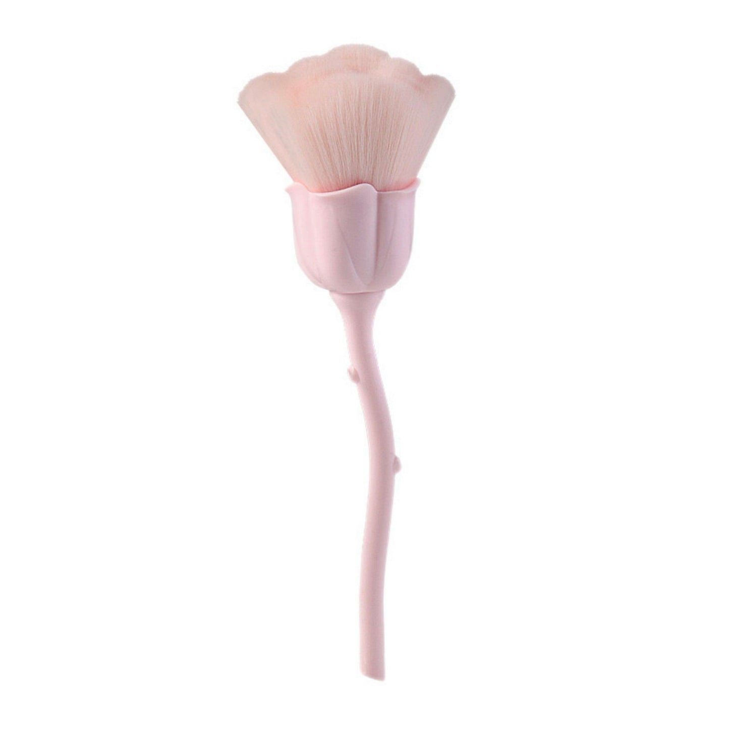Flower-Shaped Face Powder Brush with Soft Synthetic Bristles and Curved Stem Handle
