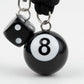 Eight Ball Dice Keychain with Rope Loop Charm Beaded Key Ring Accessory