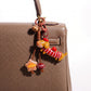 2-Piece Dachshund Dog Keychain Bag Charm Clip with Bell and Dangling Charms