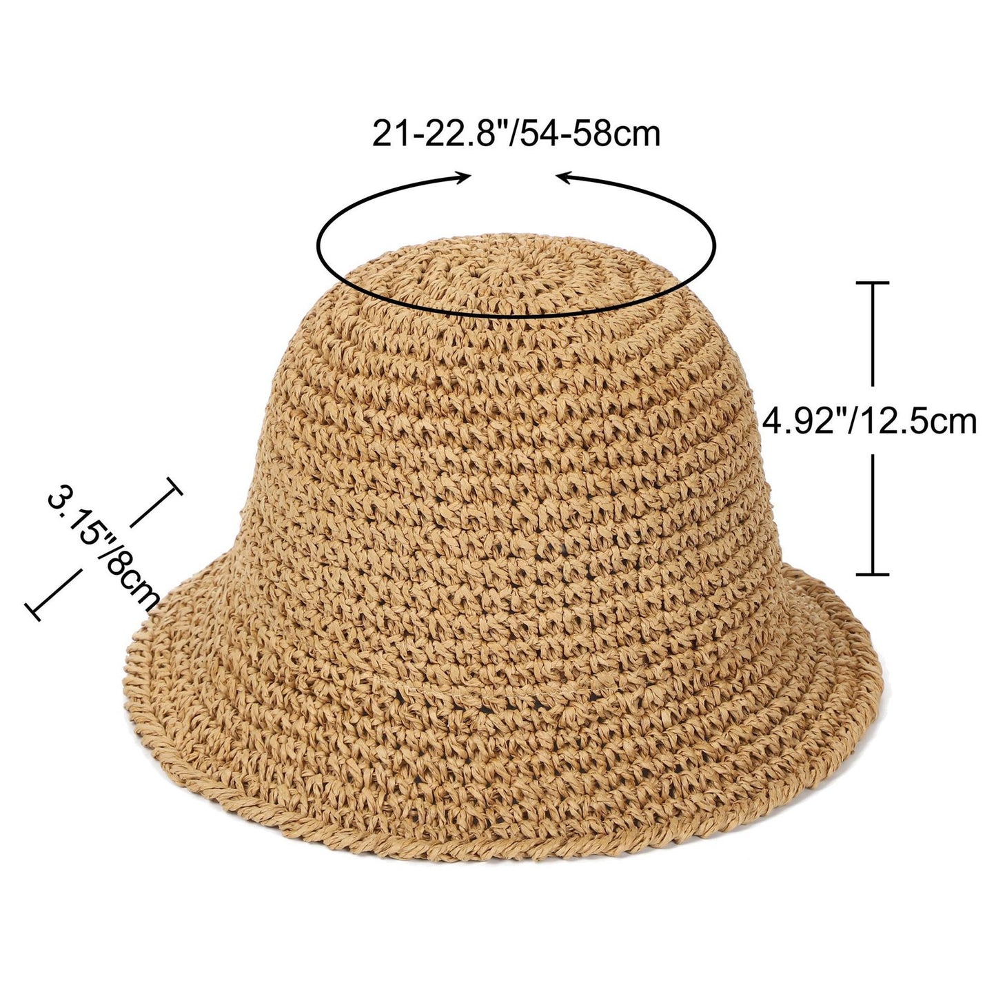 Crochet Raffia Bucket Hat Lightweight Foldable Wide Brim Sun Hat for Stylish Summer Protection