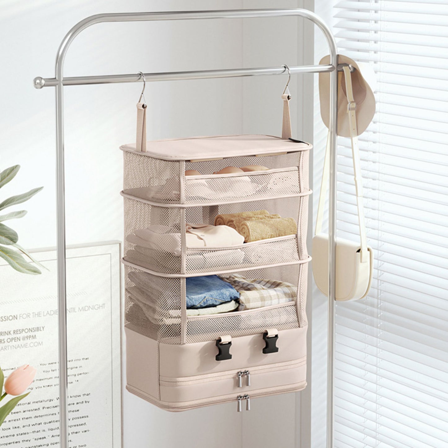 Hanging Travel Organizer Bag Foldable Portable Luggage Storage Bag for Clothes Accessories