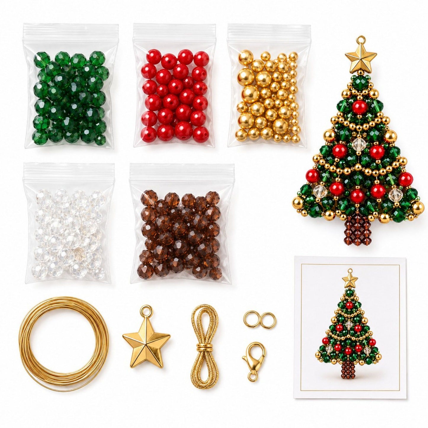 DIY Christmas Tree Beaded Ornament Decor