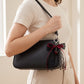 Lace Bow Bag Charm Keychain with Cherry Accent and Metal Ring Clasp