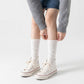 4-Pair Ruffled Lettuce Cuff Knee High Socks Set, Ribbed Knit Long Hosiery