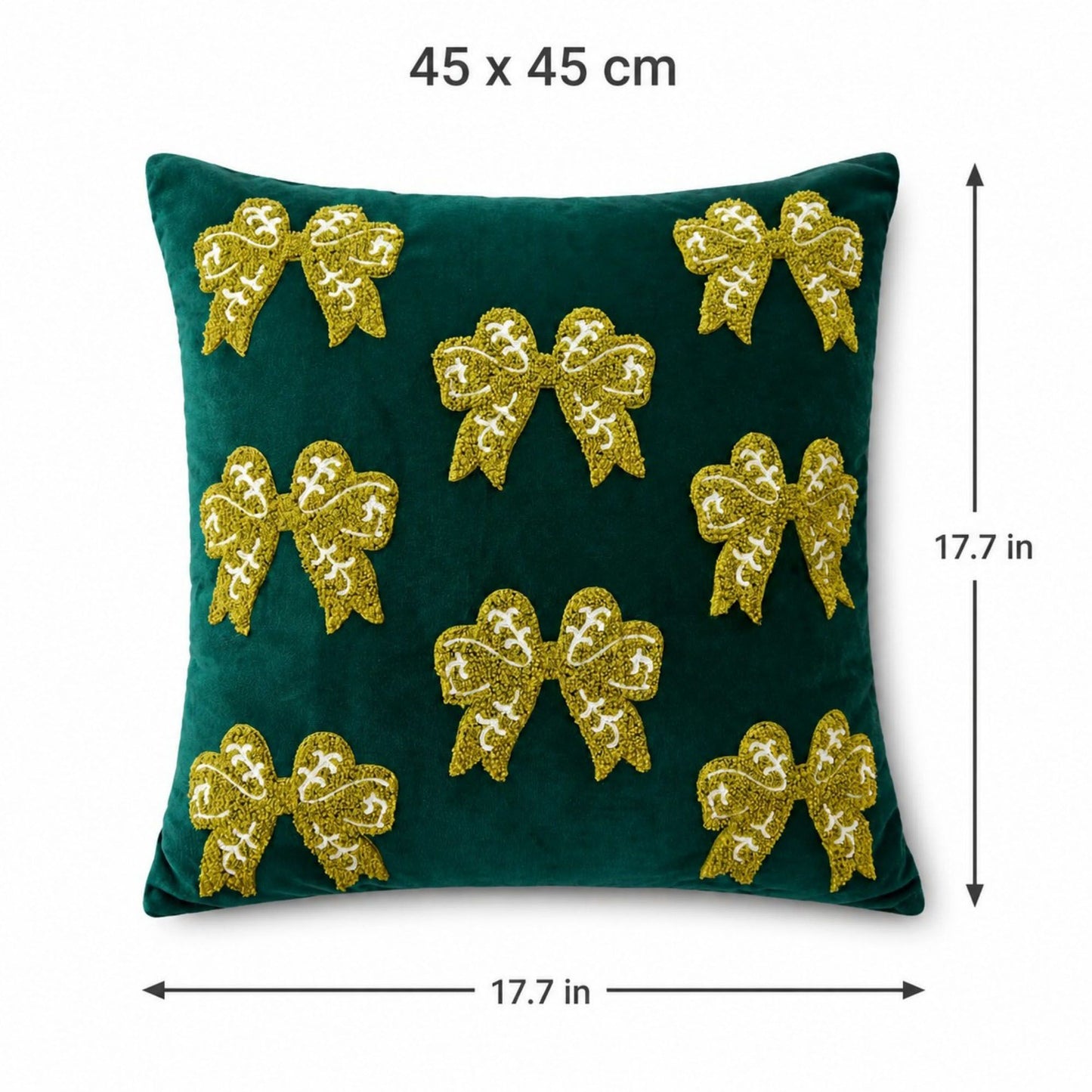 2 Pack Christmas Tree Bow Embroidered Velvet Pillow Covers