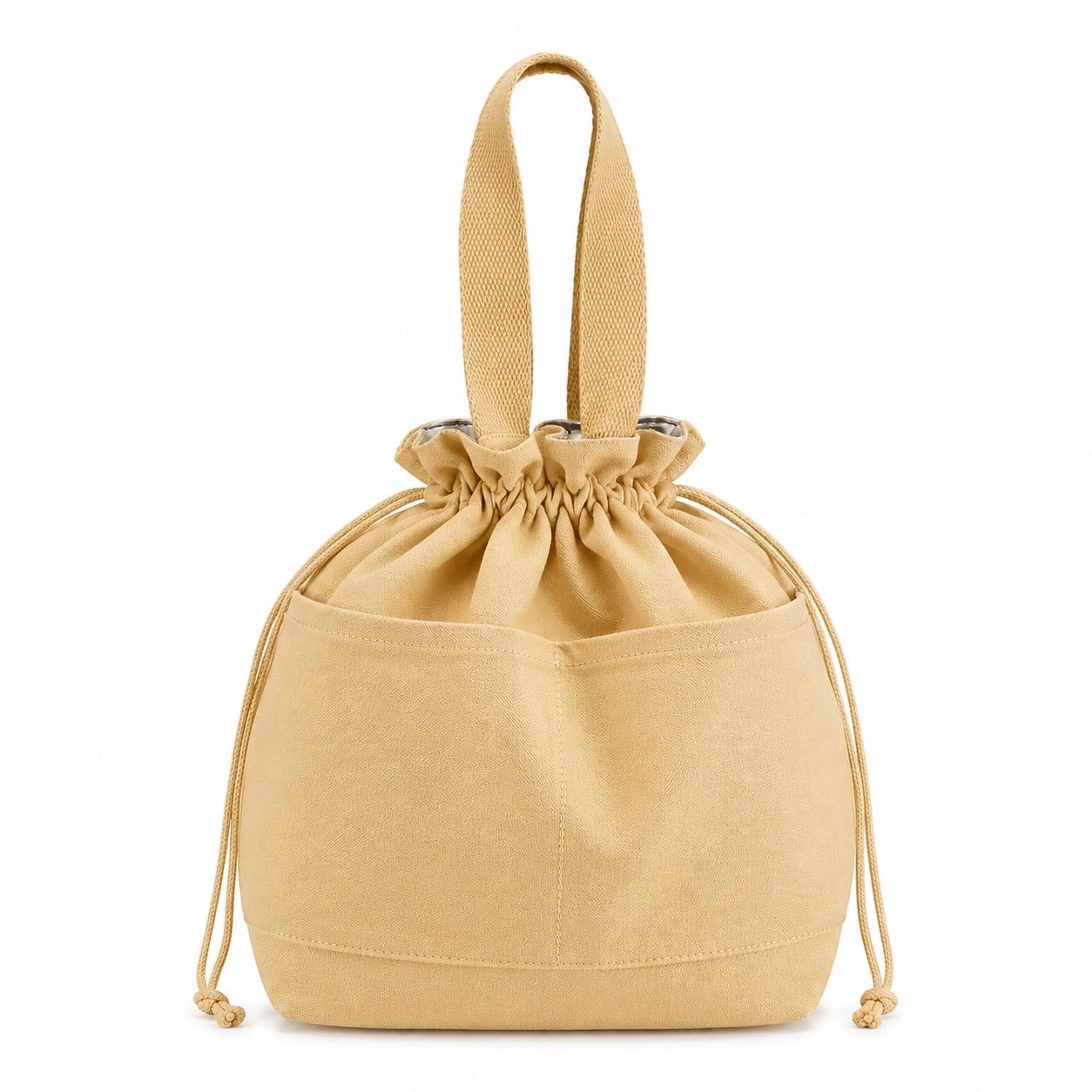 Insulated Drawstring Lunch Bag with Front Pockets Reusable Lunch Tote
