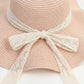 Women's Wide Brim Straw Sun Hat Lace Ribbon Tie Lightweight Summer Beach Hat