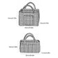 2 Piece Quilted Gingham Storage Tote Set with Handles and Front Pocket