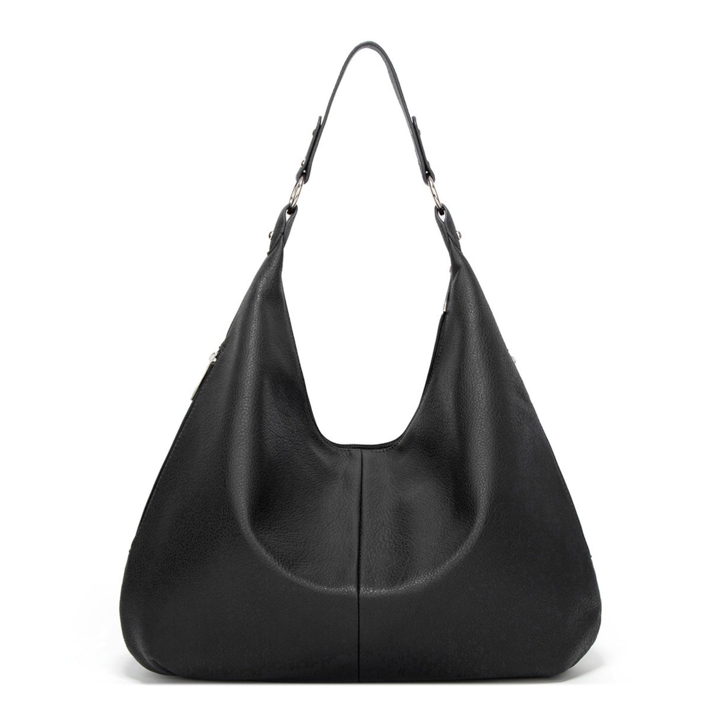 Large Slouchy Hobo Shoulder Bag with Zip Closure and Inner Pockets