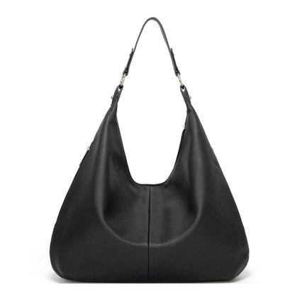 Large Slouchy Hobo Shoulder Bag with Zip Closure and Inner Pockets