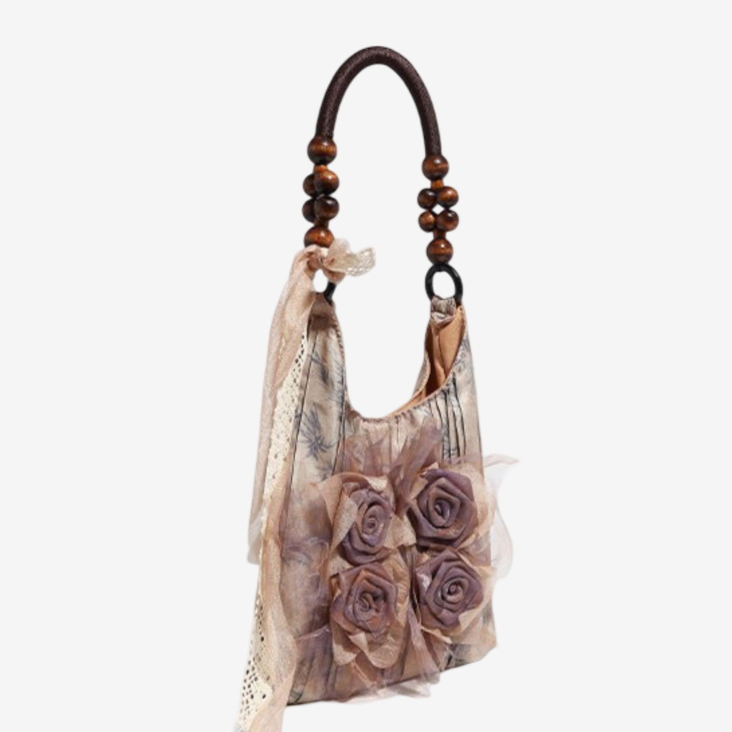 Rose Detail Shoulder Bag Elegant Handbag for Work and Everyday