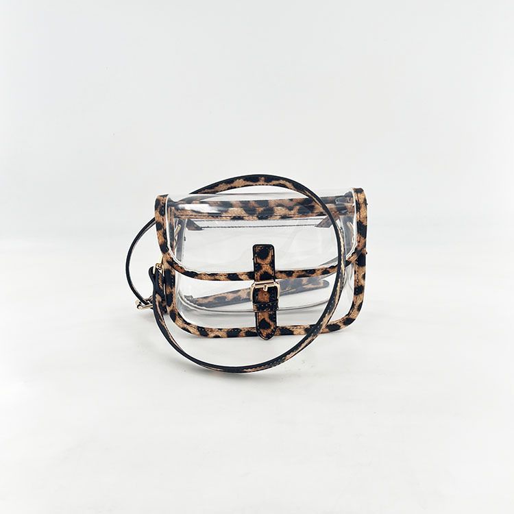 Clear Crossbody Handbag with Adjustable Strap and Buckle Flap Closure