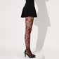 Sheer Floral Pattern Tights with Bold Rose Motif and Stretch Mesh Design