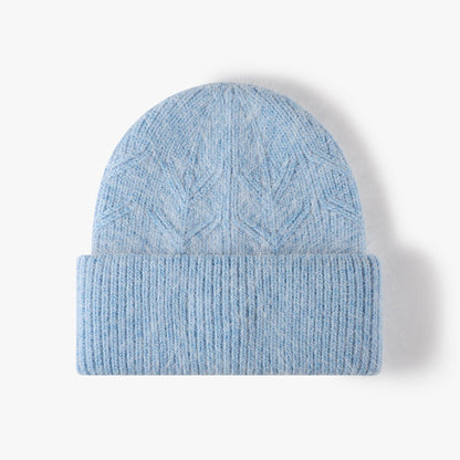 Fuzzy Knit Beanie Hat with Ribbed Cuff