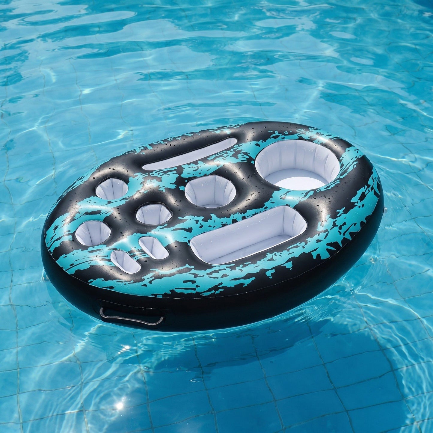 Inflatable Pool Serving Float with Cup Holders and Snack Trays