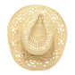 Open Weave Western Sun Hat with Wide Brim and Boho Floral Pattern