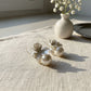Women's Floral Drop Earrings with Sculpted Petal Design and Pearl Accent