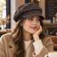 Plaid Newsboy Cap with Paneled Crown and Short Brim