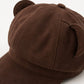 Faux Suede Bear Ear Newsboy Cap Cute Short Brim Baker Boy Hat