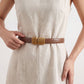 Skinny Waist Belt Thin Dress Belt with Rounded Metal Buckle 39.4 in