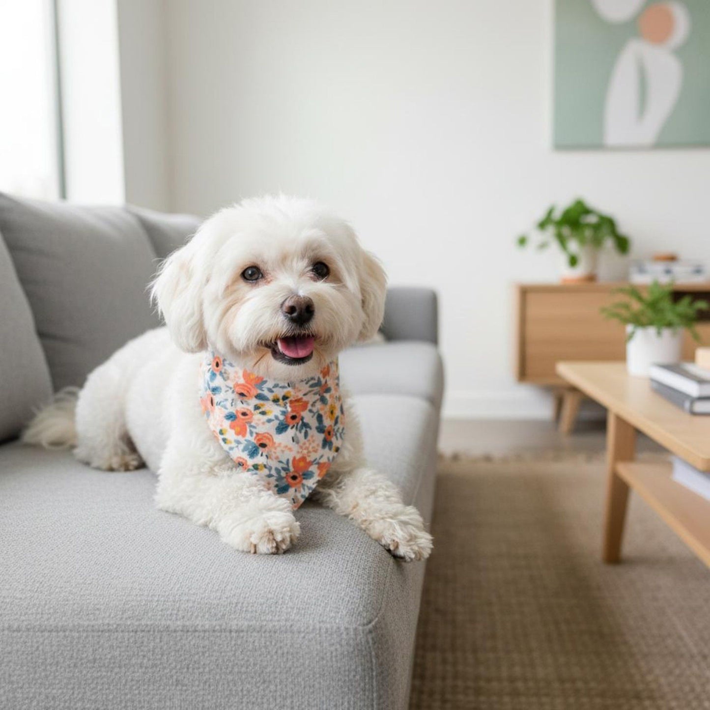Floral Print Pet Bandana, Soft Cotton Flower Pattern Scarf Collar for Small Medium Dogs Cats