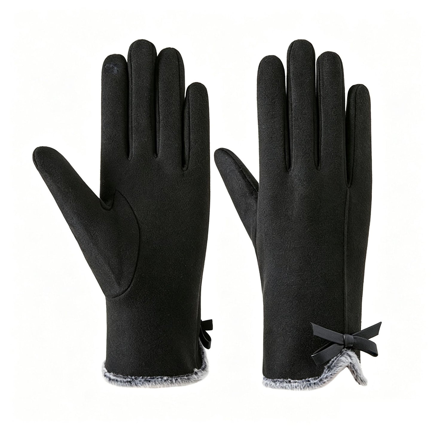 Bow Detail Fleece Lined Touchscreen Winter Gloves