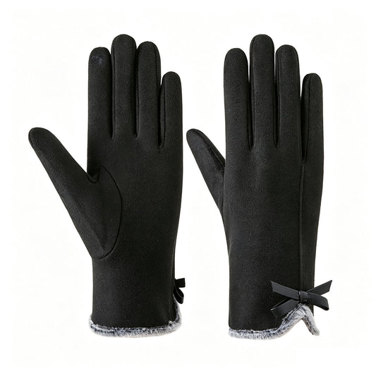 Bow Detail Fleece Lined Touchscreen Winter Gloves