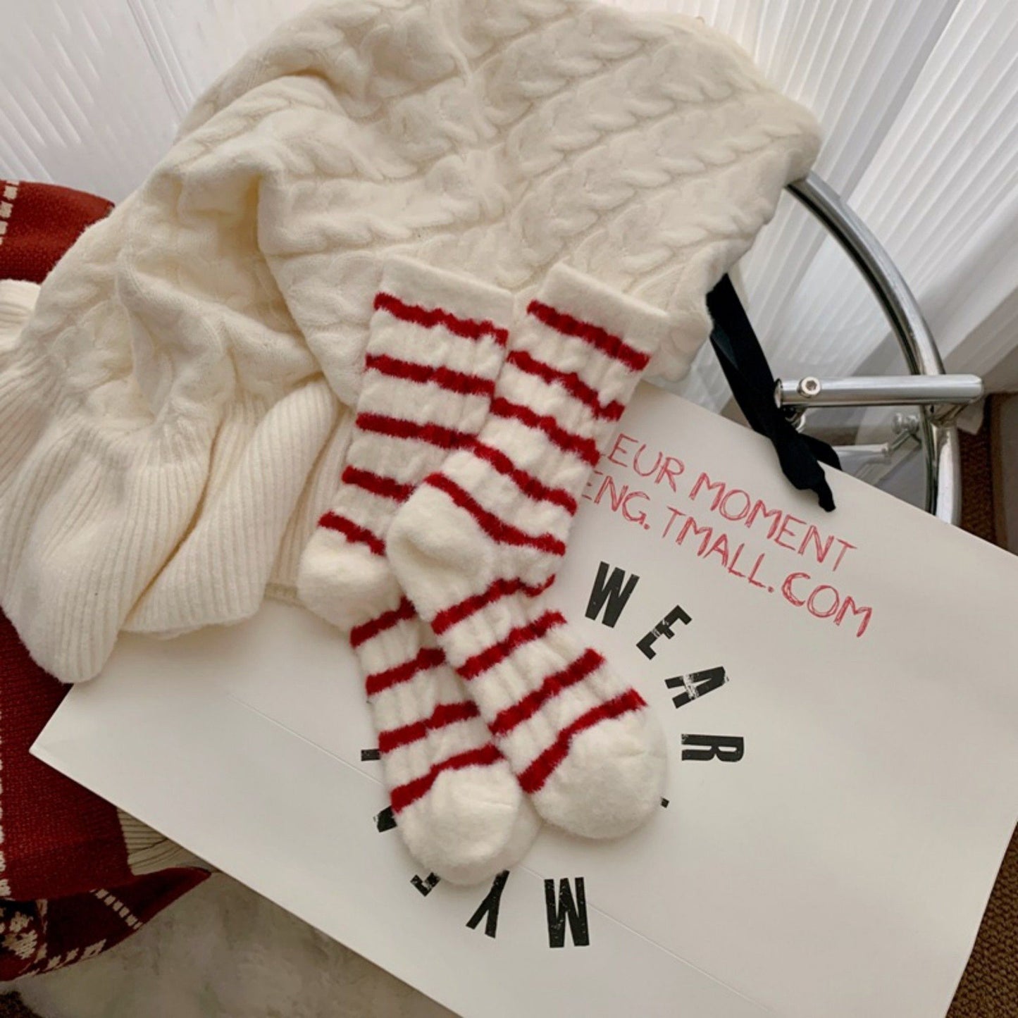 3-Pair Plush Cable Knit Socks Set with Soft Cozy Texture, Stretchy Knit Fit, and Warm Ribbed Detailing