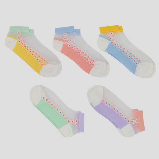 Thin Semitransparent No - Show Socks 5pk Non-slip and Sweat-absorbent