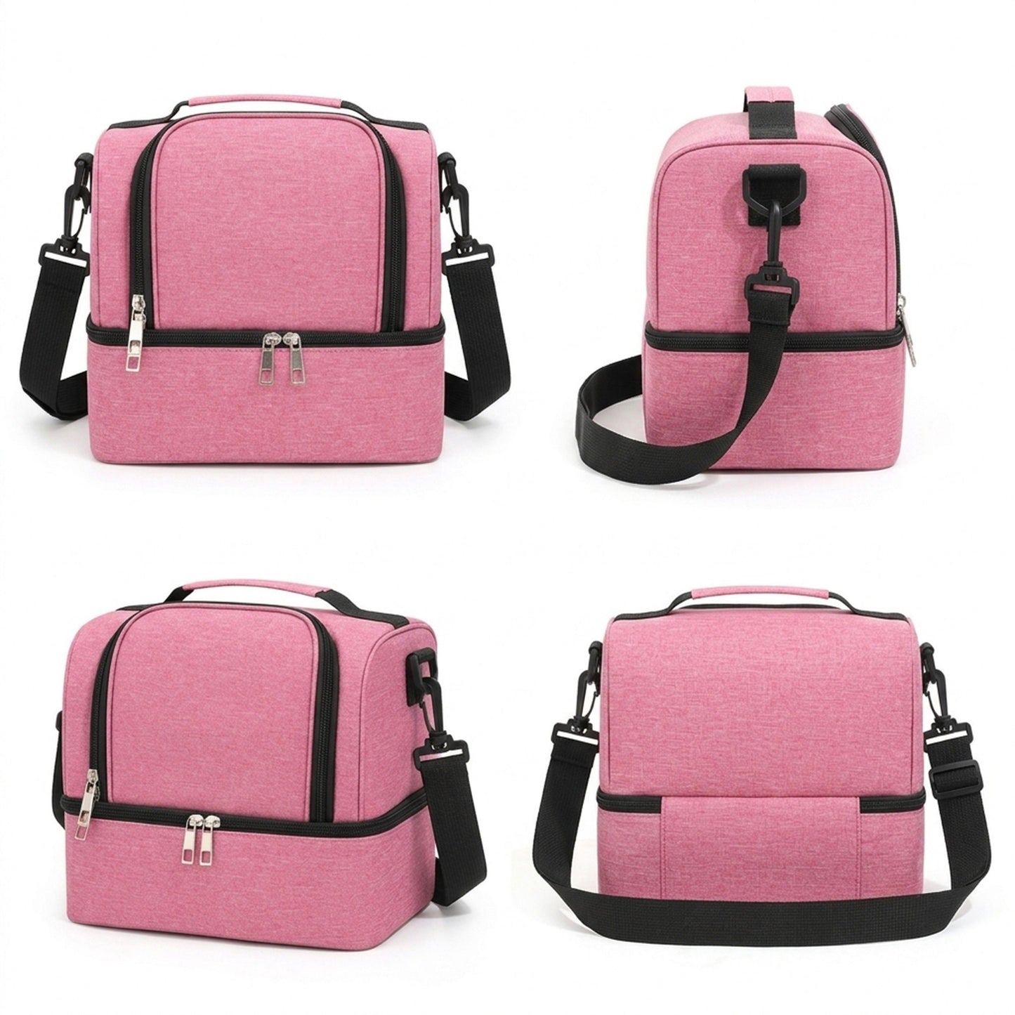 Dual Compartment Insulated Lunch Bag with Adjustable Shoulder Strap