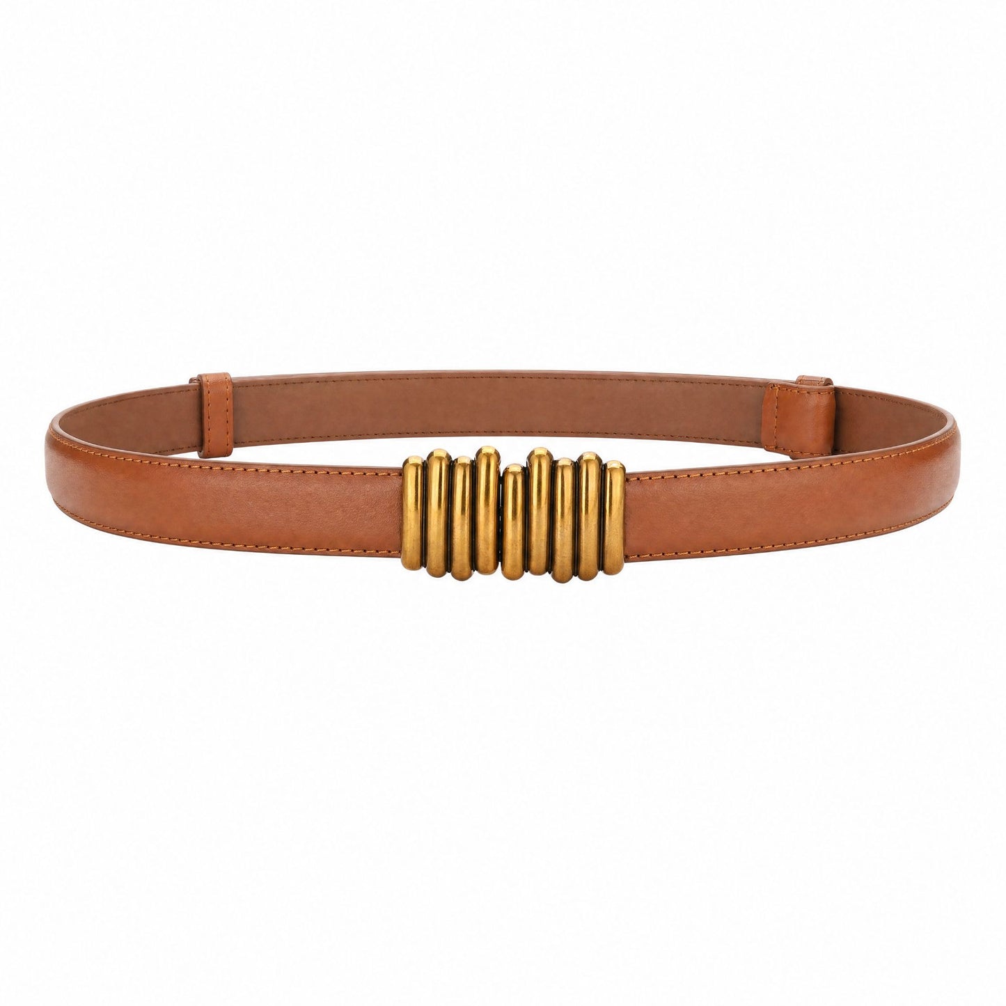 Skinny Waist Belt Thin Dress Belt with Rounded Metal Buckle 39.4 in